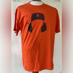 New York Mets Jacob DeGrom Hair Silhouette Orange SGA T-Shirt Men’s Size XL